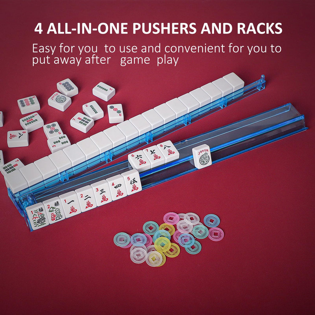 166 White Tiles Mahjong Set with Blue Carrying Bag C60256