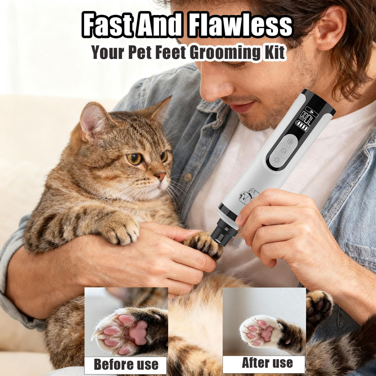 Ultra Quiet Dog Nail Grinder with Dual LED Lights R631