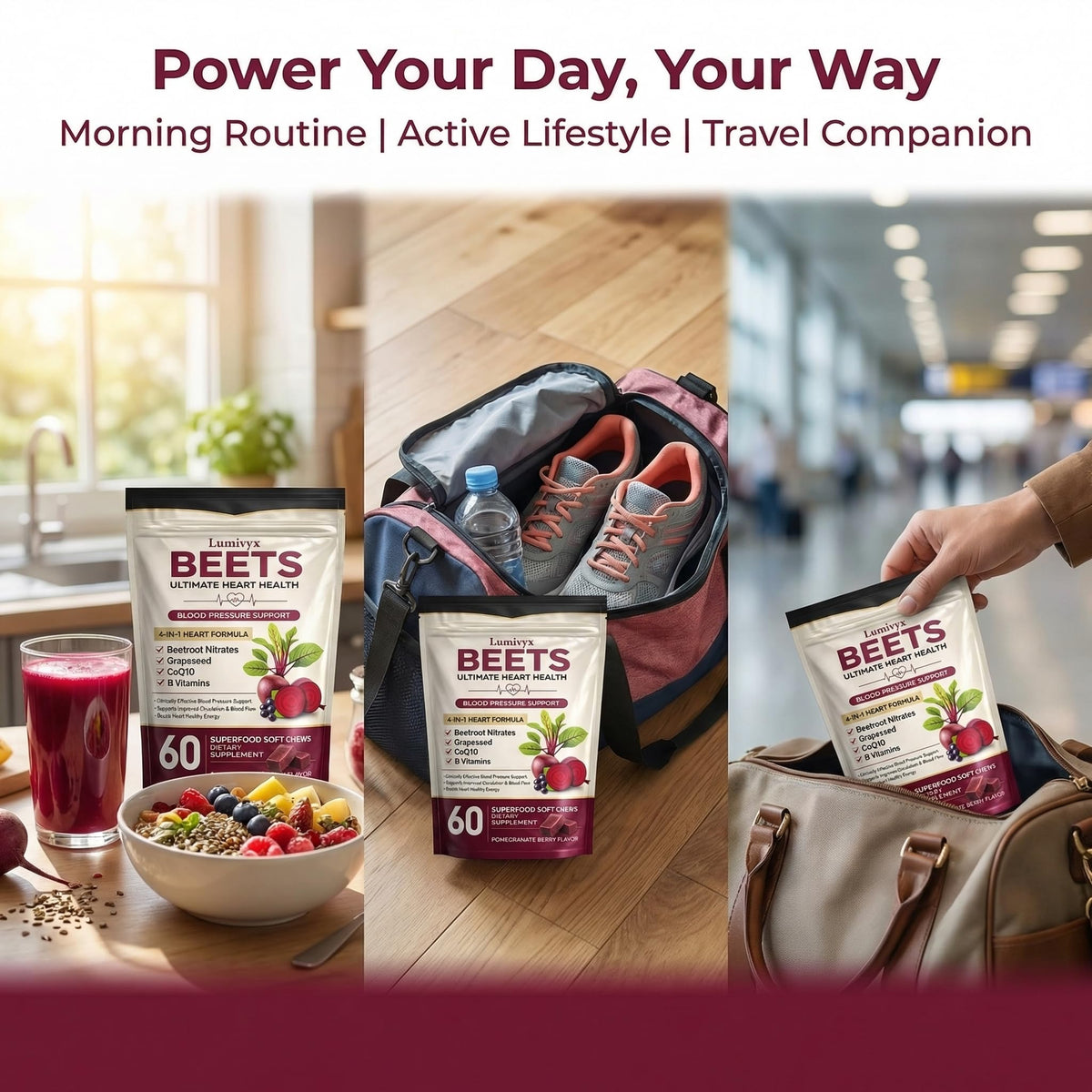 Beet Chews with Grape Seed Extract & CoQ10 - 60 Chews G1563