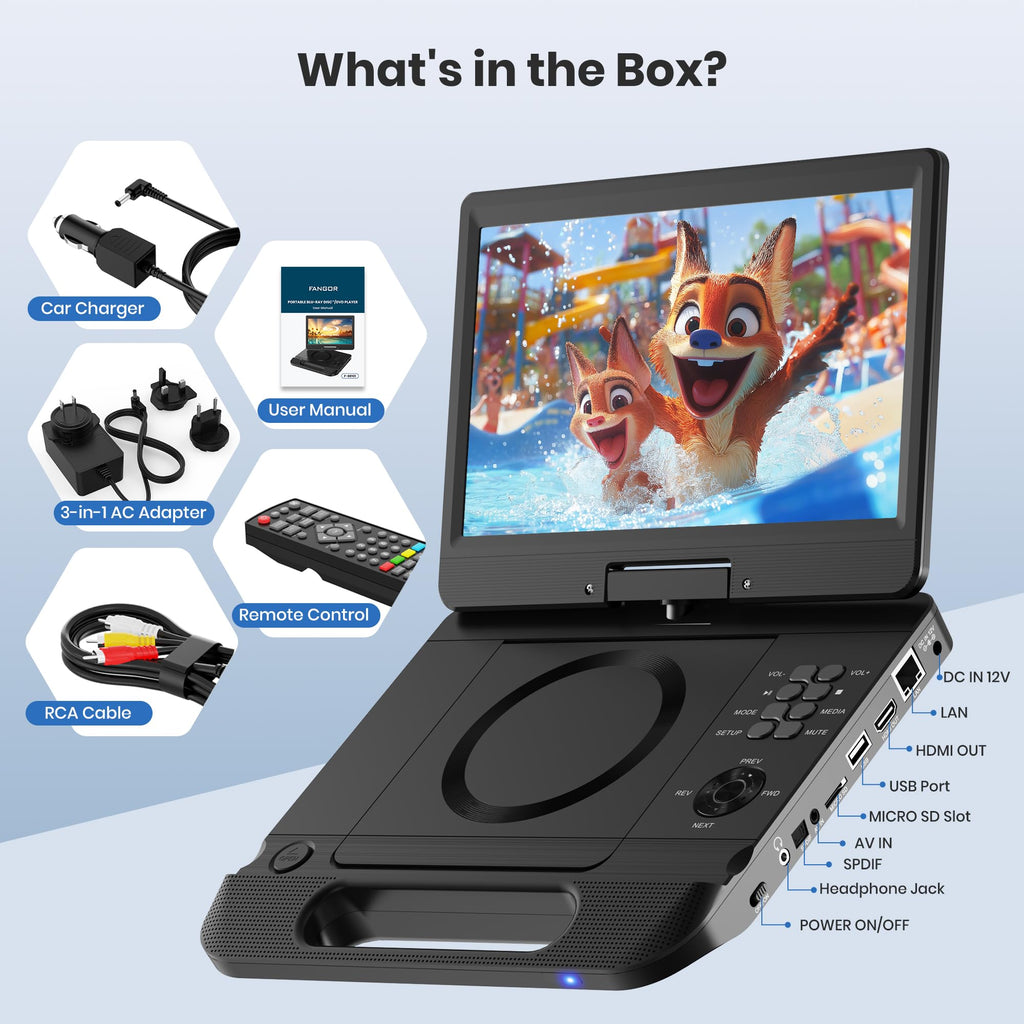 12.5" Portable Blu-ray Player with 10.5" 1080P Swivel Screen O622311