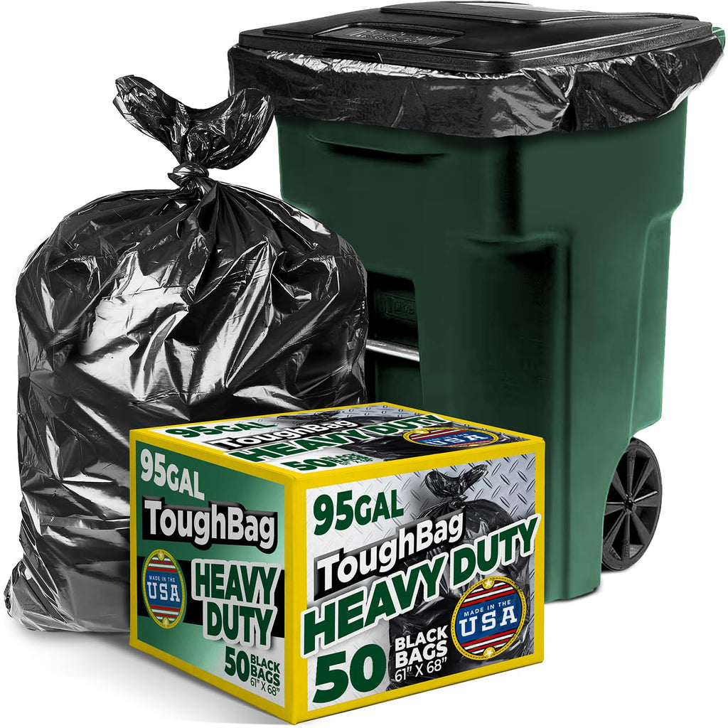 95 Gallon Heavy Duty Contractor Trash Bags, 50 Ct, Black, 1.2 Mil W10720