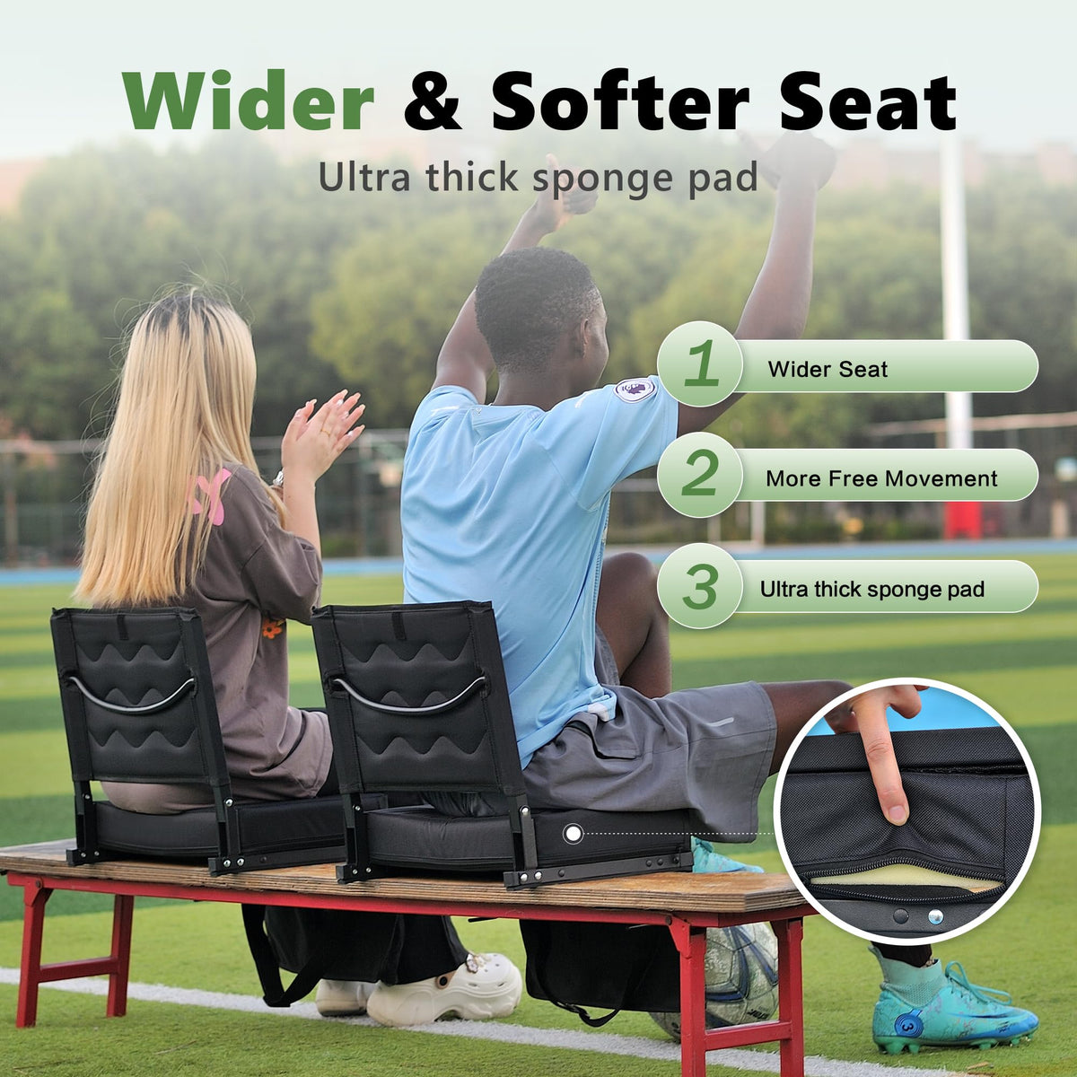 Blue Padded Folding Stadium Seats with Back Support L973773