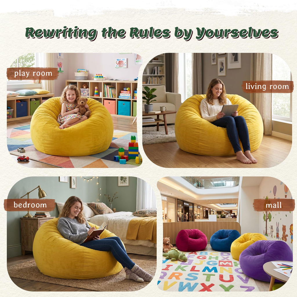 Yellow Memory Foam Bean Bag Chairs L65649
