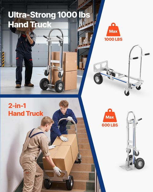 2 in 1 Convertible Hand Truck Dolly 1000 lbs W264467