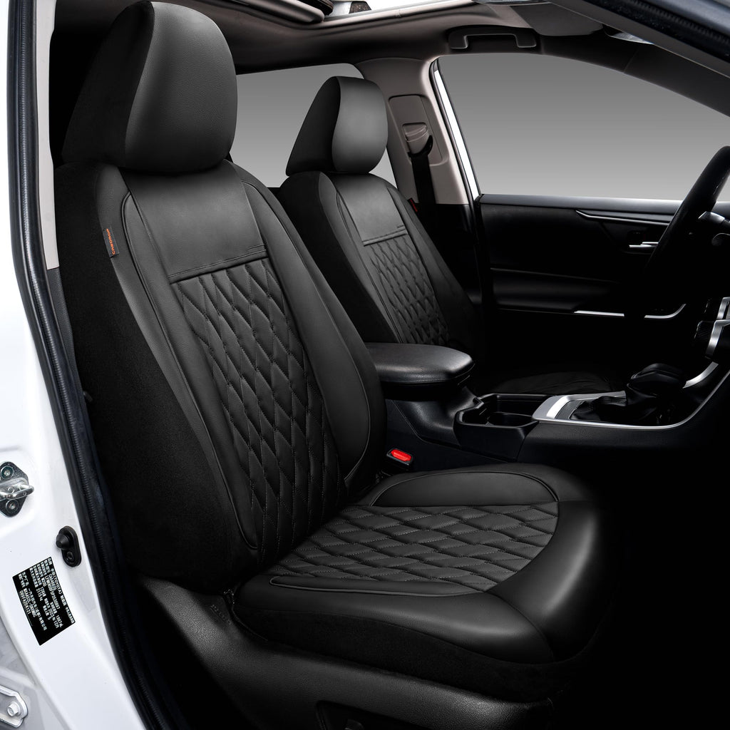 Faux Leather Car Seat Covers Full Set 5-Seat Black Z8732