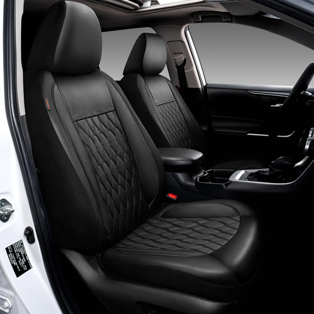 Faux Leather Car Seat Covers Full Set 5-Seat Black Z8732