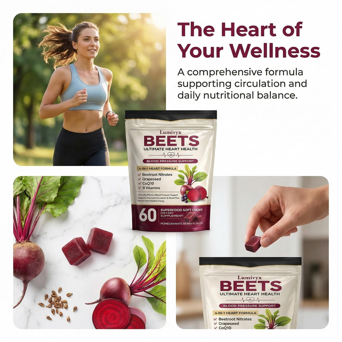 Beet Chews with Grape Seed Extract & CoQ10 - 60 Chews G1563