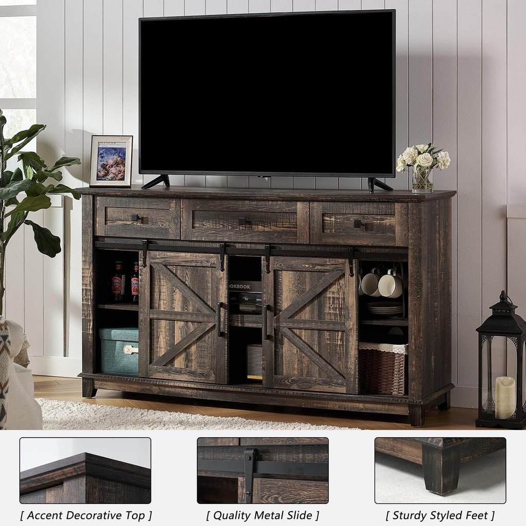 4 Piece Farmhouse Living Room Table Set with TV Stand Coffee Table and End Tables P748