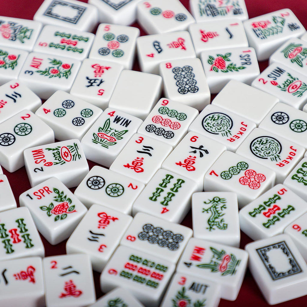 166 White Tiles Mahjong Set with Blue Carrying Bag C60256