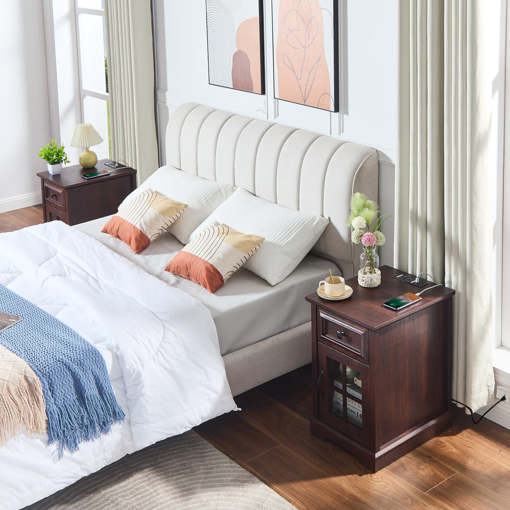 Cherry Side Table with Charging Station X1544