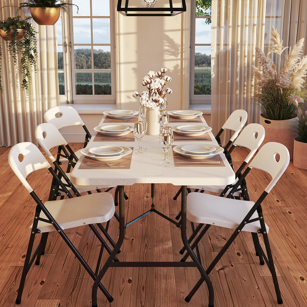 6ft White Blow Molded Folding Table P71830