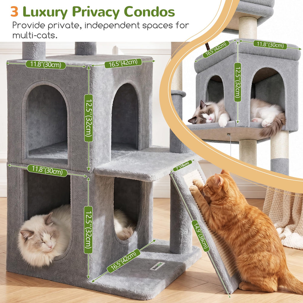 70 inch Light Grey Cat Tree Condos S76697