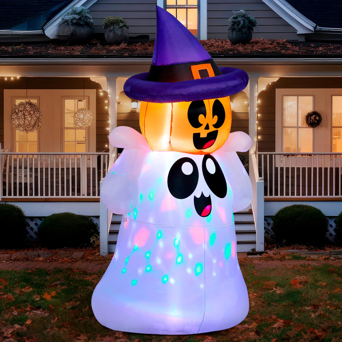 5 FT Halloween Inflatable Ghost with Colorful LEDs O28655