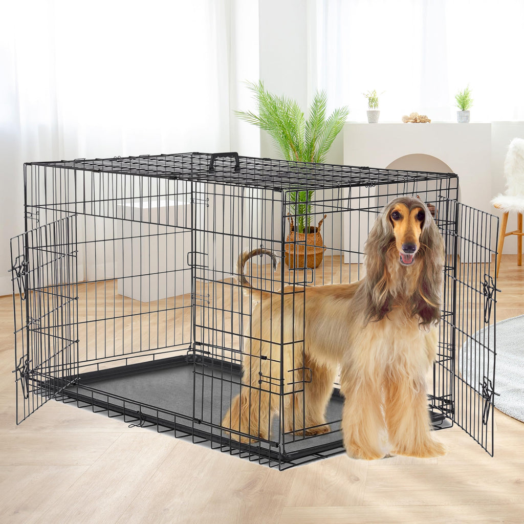 48 Inch Double Door Folding Metal Dog Crate with Divider L4559